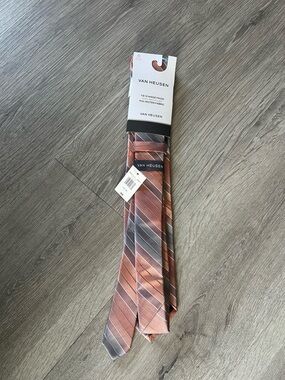 Van Heusen Brown and Peach Striped Tie